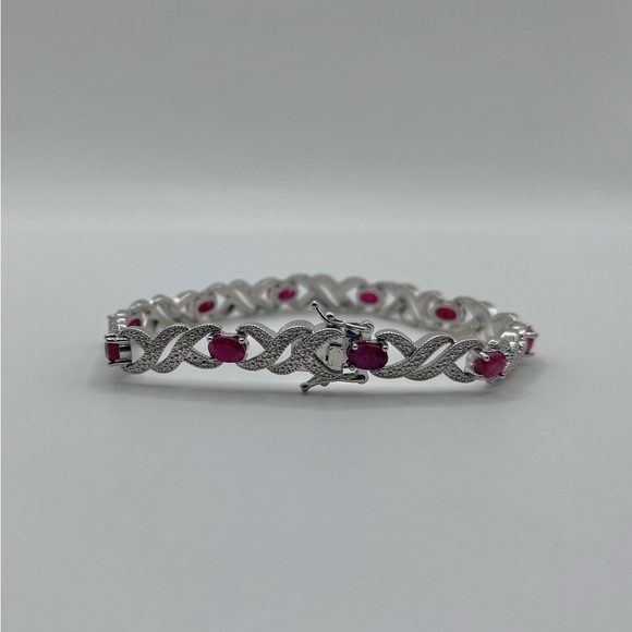 5.00 CT Genuine Ruby Rhodium Bracelet - Picture 5 of 6
